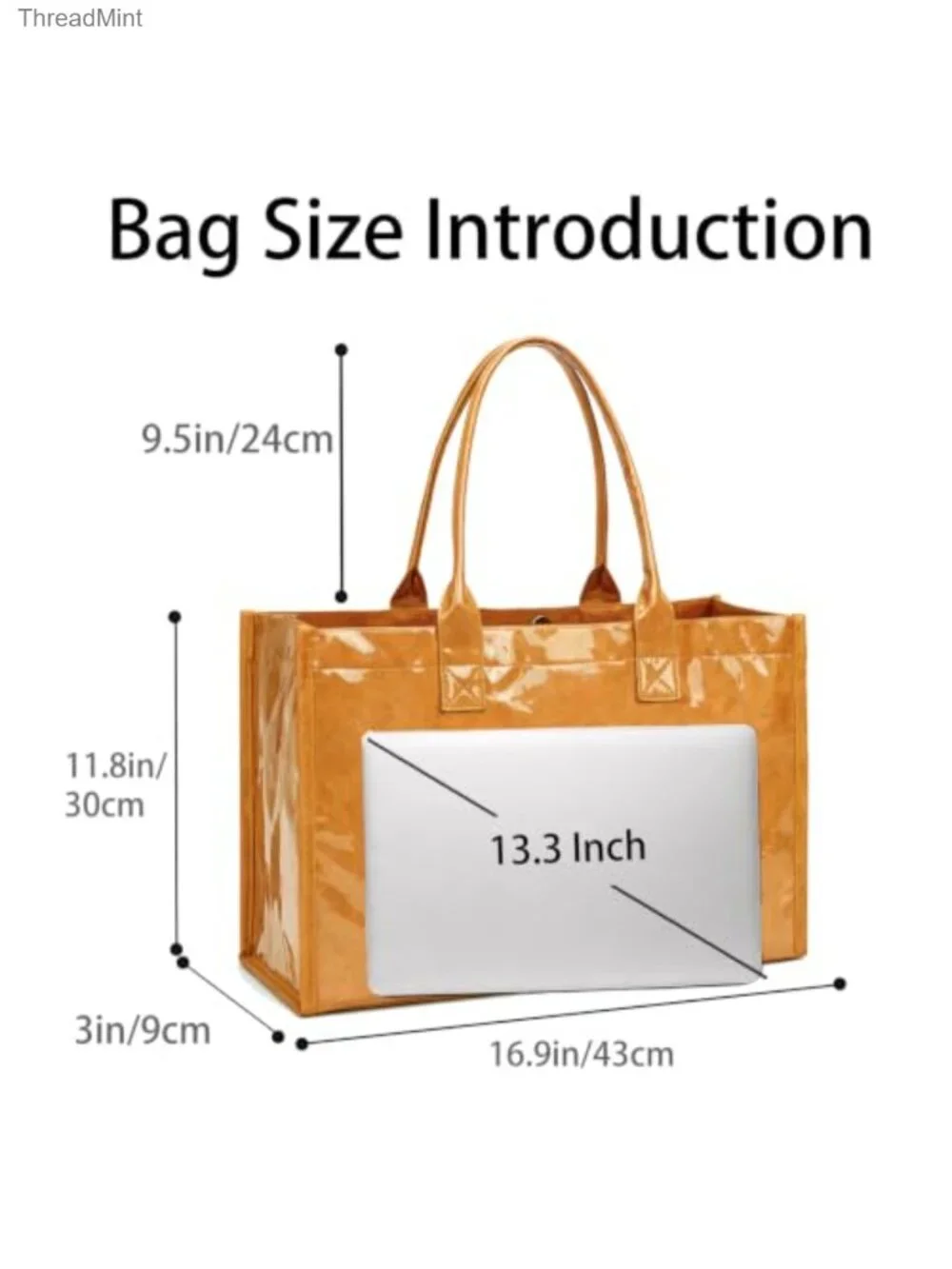 PVC Tote Bag for Women Large Work Plastic Tote Purse Letter Print Shoulder Bag